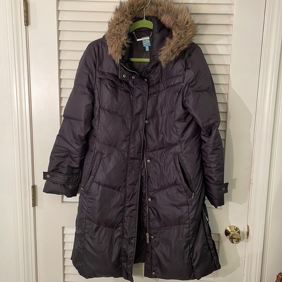 BARNEY’S New York Coop Puffer Faux Hood Option Parker Snap Zip Front MIDI Coat